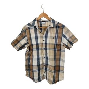Columbia Brown and White Casual Button Down Shirt